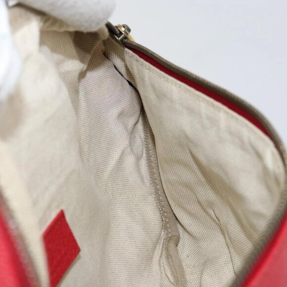 GUCCI Web Sherry Line Body Bag Leather Red 530412 Auth 146075 - Picture 12 of 16